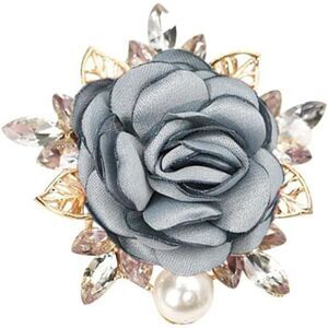 Elegant Rose Flower Brooch Pin Women Wedding Party Gift Gentleman's Grey